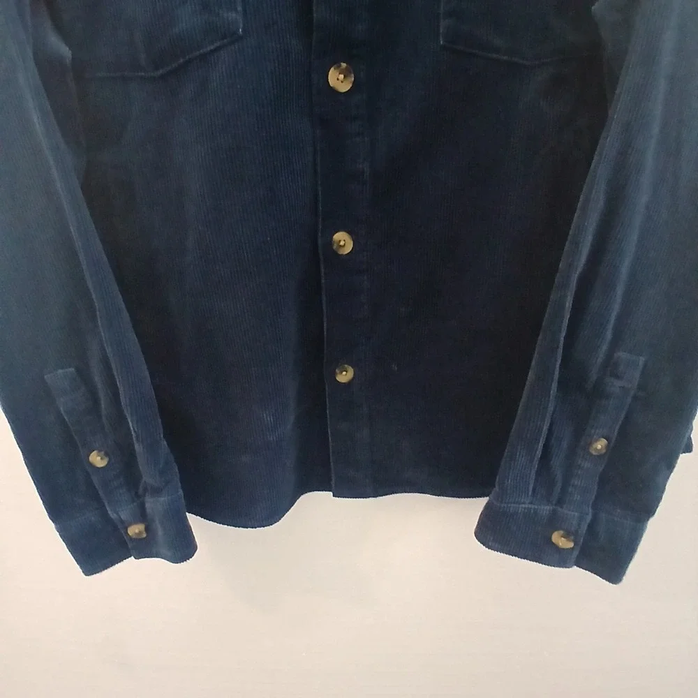 Goodfellow And Co Men's Shacket XXL Navy Blue Corduroy‎ Ribbed Trucker Jacket...